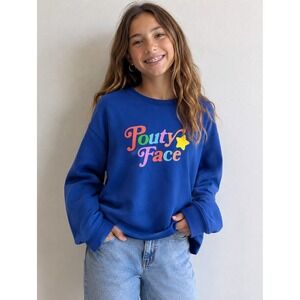 Addison Rae Pouty Face Blue Sweatshirt Fanjoy Graphic Pullover Small